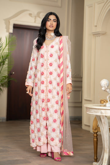 Rose Petal Pink & Ivory Party Wear Angrakha