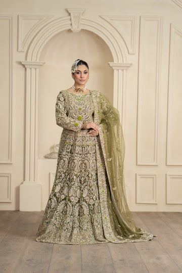 Sage Green Regal Bridal Lehanga