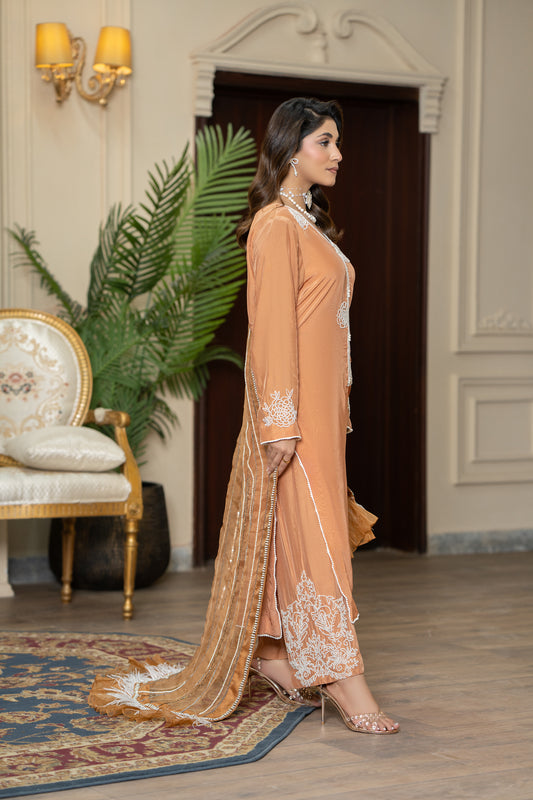 Champagne Silk Embroidered Formal Suit