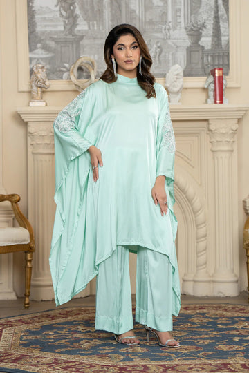 Mint Green Silk Kaftan Set
