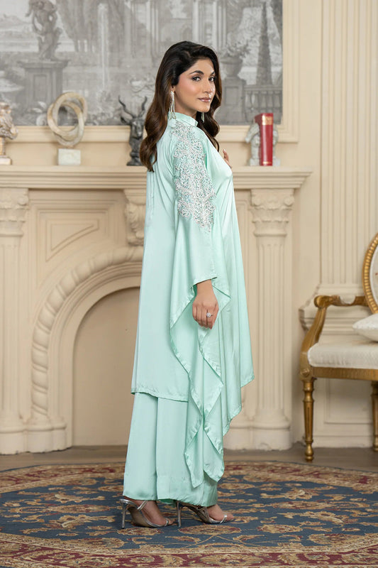 Mint Green Silk Kaftan Set