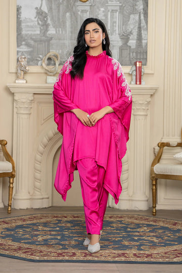 Fuchsia Pink Silk Kaftan Set