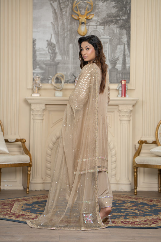 Desert Sand Sequined Formal Suit