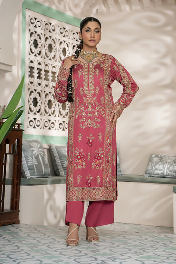 Antique Rose Silk Embroidered Formal Suit