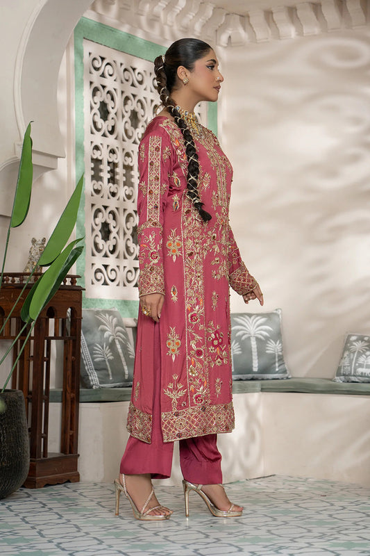 Antique Rose Silk Embroidered Formal Suit
