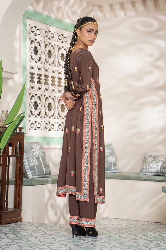 Sepia Brown Traditional Embroidered Kurta Set