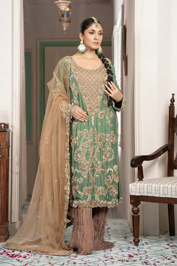 Antique Green Embroidered Formal Suit