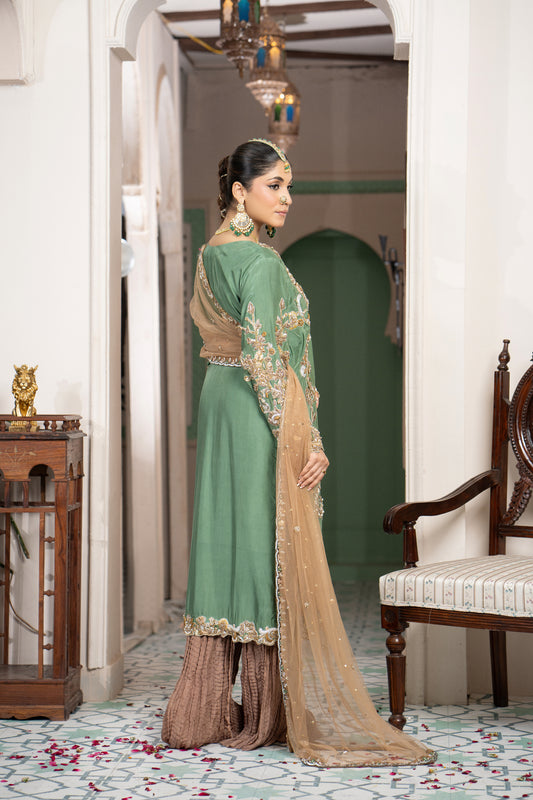 Antique Green Embroidered Formal Suit