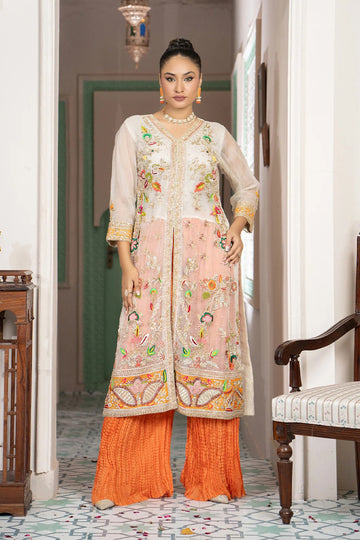 Golden Multi Embroidered Formal Angrakha