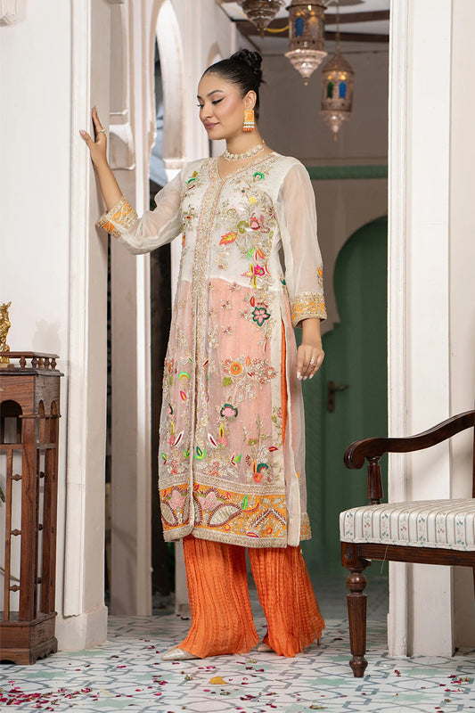 Golden Multi Embroidered Formal Angrakha