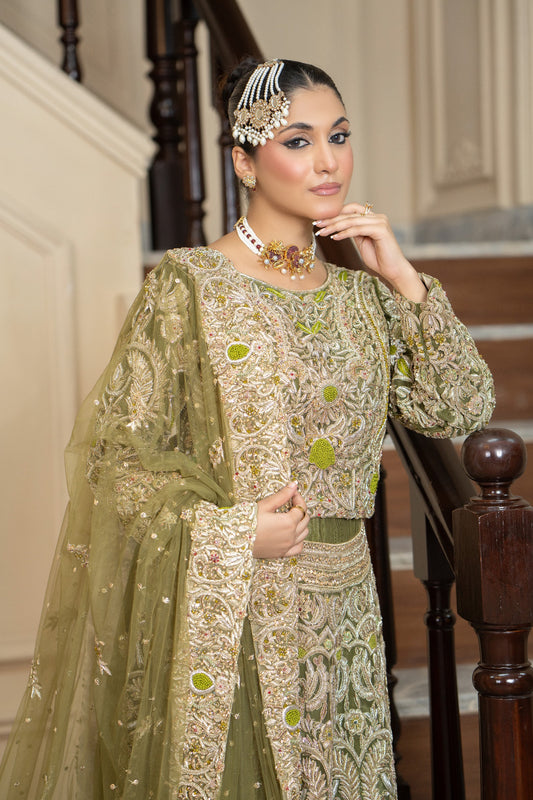 Sage Green Regal Bridal Lehanga