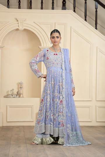 Lilac Haze Embroidered Chiffon Gown