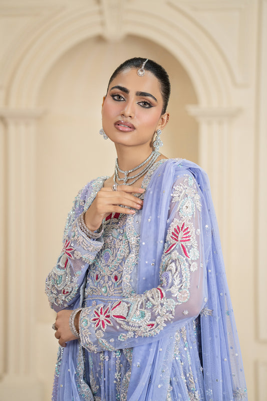 Lilac Haze Embroidered Chiffon Gown