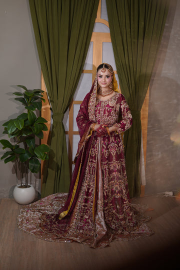 The Garnet Reverie Embroidered Bridal Lehenga