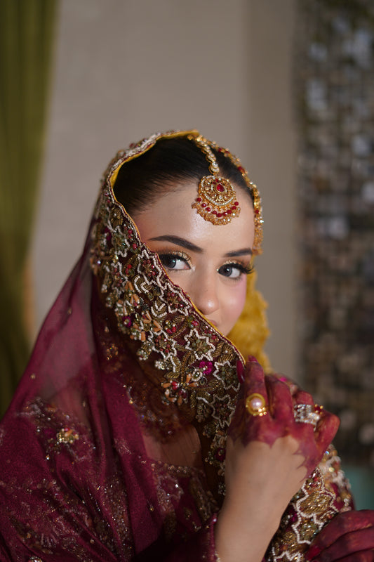 The Garnet Reverie Embroidered Bridal Lehenga